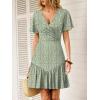 image:imageANRABESS Womens Summer Dresses Short Sleeve Wrap V Neck ALine Floral Mini Dress Spring Causal Boho Beach Vacation SundressGreen White Dot