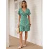 image:imageANRABESS Womens Summer Dresses Short Sleeve Wrap V Neck ALine Floral Mini Dress Spring Causal Boho Beach Vacation SundressGreen White Floral