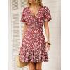 image:imageANRABESS Womens Summer Dresses Short Sleeve Wrap V Neck ALine Floral Mini Dress Spring Causal Boho Beach Vacation SundressRed White Floral