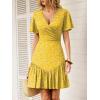 image:imageANRABESS Womens Summer Dresses Short Sleeve Wrap V Neck ALine Floral Mini Dress Spring Causal Boho Beach Vacation SundressYellow Floral