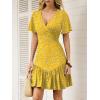 image:imageANRABESS Womens Summer Dresses Short Sleeve Wrap V Neck ALine Floral Mini Dress Spring Causal Boho Beach Vacation SundressYellow Floral