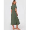 image:imageANRABESS Womens Summer Midi Dress Short Sleeve Button Up Crewneck Casual 2026 Beach Vacation Loose Dresses with PocketsArmy Green