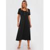 image:imageANRABESS Womens Summer Midi Dress Short Sleeve Button Up Crewneck Casual 2026 Beach Vacation Loose Dresses with PocketsBlack
