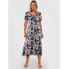 image:imageANRABESS Womens Summer Midi Dress Short Sleeve Button Up Crewneck Casual 2026 Beach Vacation Loose Dresses with PocketsFloral Pink Green
