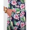 image:imageANRABESS Womens Summer Midi Dress Short Sleeve Button Up Crewneck Casual 2026 Beach Vacation Loose Dresses with PocketsFloral Pink Green