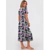 image:imageANRABESS Womens Summer Midi Dress Short Sleeve Button Up Crewneck Casual 2026 Beach Vacation Loose Dresses with PocketsFloral Pink Green