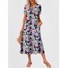 image:imageANRABESS Womens Summer Midi Dress Short Sleeve Button Up Crewneck Casual 2026 Beach Vacation Loose Dresses with PocketsFloral Pink Green