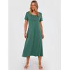 image:imageANRABESS Womens Summer Midi Dress Short Sleeve Button Up Crewneck Casual 2026 Beach Vacation Loose Dresses with PocketsGreen