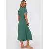 image:imageANRABESS Womens Summer Midi Dress Short Sleeve Button Up Crewneck Casual 2026 Beach Vacation Loose Dresses with PocketsGreen