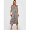 image:imageANRABESS Womens Summer Midi Dress Short Sleeve Button Up Crewneck Casual 2026 Beach Vacation Loose Dresses with PocketsKhaki Polka Dot