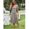 image:imageANRABESS Womens Summer Midi Dress Short Sleeve Button Up Crewneck Casual 2026 Beach Vacation Loose Dresses with PocketsKhaki Polka Dot