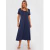 image:imageANRABESS Womens Summer Midi Dress Short Sleeve Button Up Crewneck Casual 2026 Beach Vacation Loose Dresses with PocketsNavy Blue