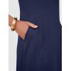image:imageANRABESS Womens Summer Midi Dress Short Sleeve Button Up Crewneck Casual 2026 Beach Vacation Loose Dresses with PocketsNavy Blue