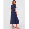 image:imageANRABESS Womens Summer Midi Dress Short Sleeve Button Up Crewneck Casual 2026 Beach Vacation Loose Dresses with PocketsNavy Blue