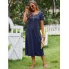 image:imageANRABESS Womens Summer Midi Dress Short Sleeve Button Up Crewneck Casual 2026 Beach Vacation Loose Dresses with PocketsNavy Blue
