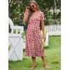 image:imageANRABESS Womens Summer Midi Dress Short Sleeve Button Up Crewneck Casual 2026 Beach Vacation Loose Dresses with PocketsRed White Print