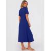 image:imageANRABESS Womens Summer Midi Dress Short Sleeve Button Up Crewneck Casual 2026 Beach Vacation Loose Dresses with PocketsRoyal