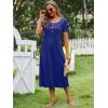 image:imageANRABESS Womens Summer Midi Dress Short Sleeve Button Up Crewneck Casual 2026 Beach Vacation Loose Dresses with PocketsRoyal