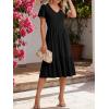 image:imageANRABESS Womens Summer Midi Dresses Casual V Neck Short Sleeve A Line Floral Flowy Tiered Beach Vacation Dress with PocketsBlack