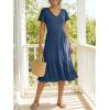 image:imageANRABESS Womens Summer Midi Dresses Casual V Neck Short Sleeve A Line Floral Flowy Tiered Beach Vacation Dress with PocketsBlue