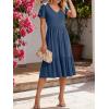 image:imageANRABESS Womens Summer Midi Dresses Casual V Neck Short Sleeve A Line Floral Flowy Tiered Beach Vacation Dress with PocketsBlue