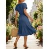 image:imageANRABESS Womens Summer Midi Dresses Casual V Neck Short Sleeve A Line Floral Flowy Tiered Beach Vacation Dress with PocketsBlue