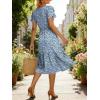 image:imageANRABESS Womens Summer Midi Dresses Casual V Neck Short Sleeve A Line Floral Flowy Tiered Beach Vacation Dress with PocketsBlue White Floral