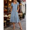 image:imageANRABESS Womens Summer Midi Dresses Casual V Neck Short Sleeve A Line Floral Flowy Tiered Beach Vacation Dress with PocketsBlue White Floral