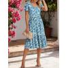 image:imageANRABESS Womens Summer Midi Dresses Casual V Neck Short Sleeve A Line Floral Flowy Tiered Beach Vacation Dress with PocketsBlue Yellow Floral
