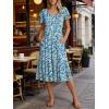 image:imageANRABESS Womens Summer Midi Dresses Casual V Neck Short Sleeve A Line Floral Flowy Tiered Beach Vacation Dress with PocketsBlue Yellow Floral