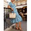 image:imageANRABESS Womens Summer Midi Dresses Casual V Neck Short Sleeve A Line Floral Flowy Tiered Beach Vacation Dress with PocketsBlue Yellow Floral