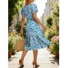image:imageANRABESS Womens Summer Midi Dresses Casual V Neck Short Sleeve A Line Floral Flowy Tiered Beach Vacation Dress with PocketsBlue Yellow Floral