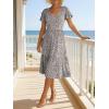 image:imageANRABESS Womens Summer Midi Dresses Casual V Neck Short Sleeve A Line Floral Flowy Tiered Beach Vacation Dress with PocketsKhaki Polka Dot