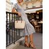 image:imageANRABESS Womens Summer Midi Dresses Casual V Neck Short Sleeve A Line Floral Flowy Tiered Beach Vacation Dress with PocketsKhaki Polka Dot