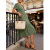 image:imageANRABESS Womens Summer Midi Dresses Casual V Neck Short Sleeve A Line Floral Flowy Tiered Beach Vacation Dress with PocketsOlive