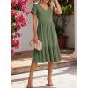 image:imageANRABESS Womens Summer Midi Dresses Casual V Neck Short Sleeve A Line Floral Flowy Tiered Beach Vacation Dress with PocketsOlive