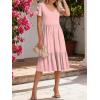 image:imageANRABESS Womens Summer Midi Dresses Casual V Neck Short Sleeve A Line Floral Flowy Tiered Beach Vacation Dress with PocketsPink White Dot