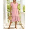 image:imageANRABESS Womens Summer Midi Dresses Casual V Neck Short Sleeve A Line Floral Flowy Tiered Beach Vacation Dress with PocketsPink White Dot