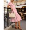image:imageANRABESS Womens Summer Midi Dresses Casual V Neck Short Sleeve A Line Floral Flowy Tiered Beach Vacation Dress with PocketsPink White Dot