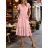 image:imageANRABESS Womens Summer Midi Dresses Casual V Neck Short Sleeve A Line Floral Flowy Tiered Beach Vacation Dress with PocketsPink White Dot