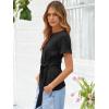 image:imageANRABESS Womens Tops Summer Short Sleeve Crewneck Tie Waist Shirts Dressy Casual Blouse Tee 2026 Business Work Trendy ClothesBlack