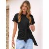 image:imageANRABESS Womens Tops Summer Short Sleeve Crewneck Tie Waist Shirts Dressy Casual Blouse Tee 2026 Business Work Trendy ClothesBlack