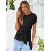 image:imageANRABESS Womens Tops Summer Short Sleeve Crewneck Tie Waist Shirts Dressy Casual Blouse Tee 2026 Business Work Trendy ClothesBlack