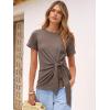 image:imageANRABESS Womens Tops Summer Short Sleeve Crewneck Tie Waist Shirts Dressy Casual Blouse Tee 2026 Business Work Trendy ClothesBrown