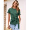 image:imageANRABESS Womens Tops Summer Short Sleeve Crewneck Tie Waist Shirts Dressy Casual Blouse Tee 2026 Business Work Trendy ClothesForest Green