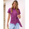 image:imageANRABESS Womens Tops Summer Short Sleeve Crewneck Tie Waist Shirts Dressy Casual Blouse Tee 2026 Business Work Trendy ClothesFuchsia