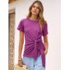 image:imageANRABESS Womens Tops Summer Short Sleeve Crewneck Tie Waist Shirts Dressy Casual Blouse Tee 2026 Business Work Trendy ClothesFuchsia