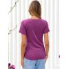 image:imageANRABESS Womens Tops Summer Short Sleeve Crewneck Tie Waist Shirts Dressy Casual Blouse Tee 2026 Business Work Trendy ClothesFuchsia