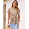 image:imageANRABESS Womens Tops Summer Short Sleeve Crewneck Tie Waist Shirts Dressy Casual Blouse Tee 2026 Business Work Trendy ClothesLight Tan