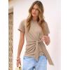 image:imageANRABESS Womens Tops Summer Short Sleeve Crewneck Tie Waist Shirts Dressy Casual Blouse Tee 2026 Business Work Trendy ClothesLight Tan
